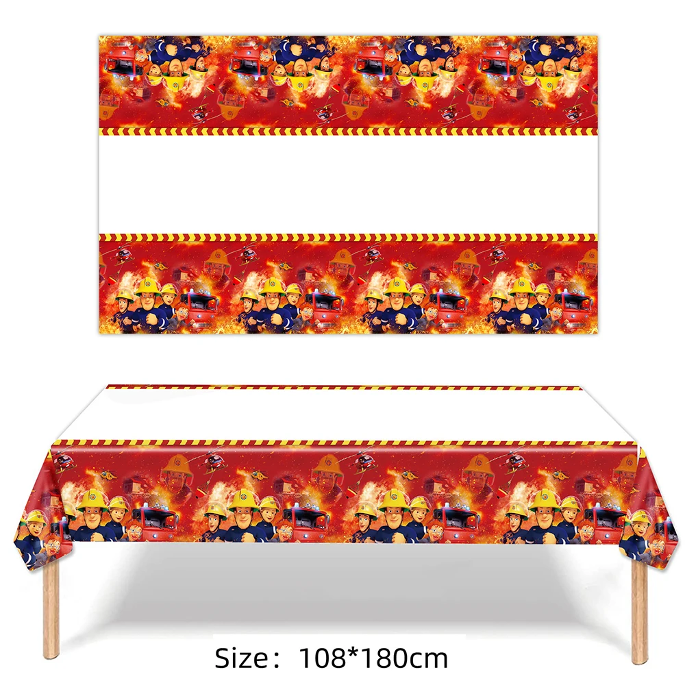 Firefighter Party Tableware Plates Napkins Cups Tablecloth Fire Truck Birthday Party Decorations kids boys Fireman Party Cutlery