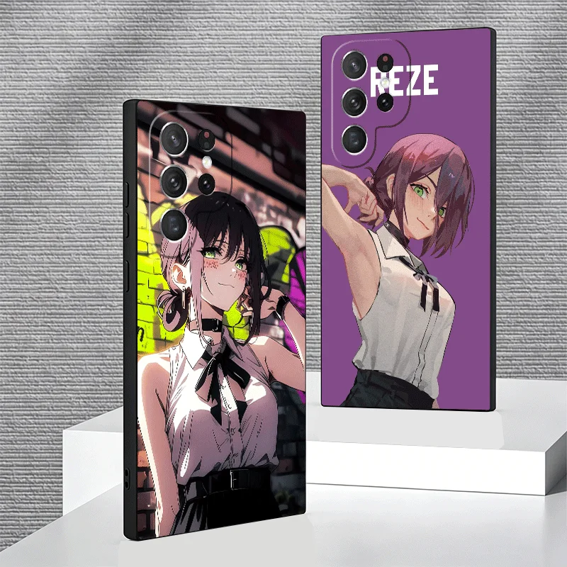 Soft Phone Case For Samsung Galaxy S24 S25 S26 Ultra Anime Character R-Reze CSM S23 S22 Plus S21 FE S20 + Edge Black Cover Shell