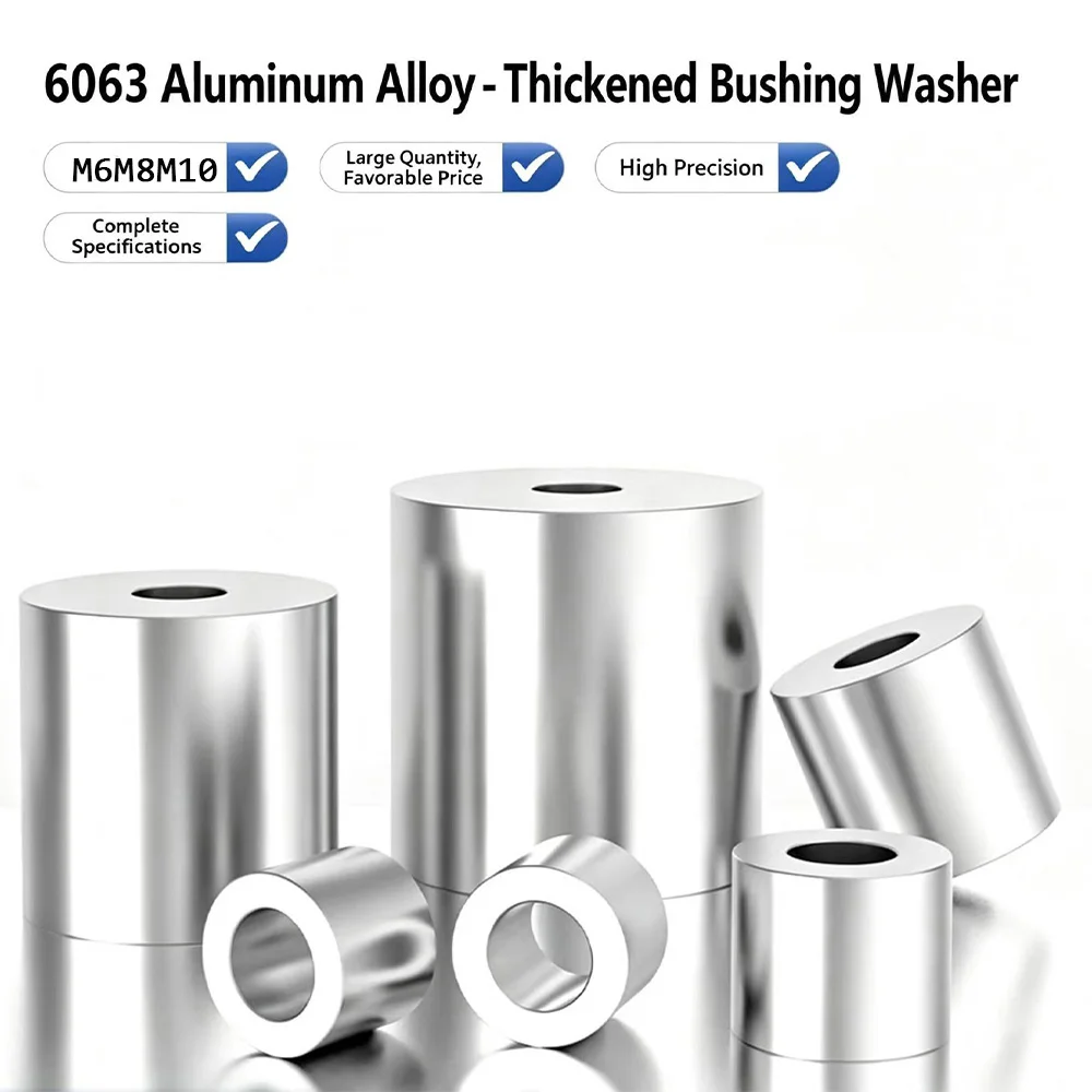 M6 M8 M10 Aluminum Round Spacer Bushing Thickened Metal Isolation Column Sleeve Washer Multiple Outer Diameter 8/10mm Thickness