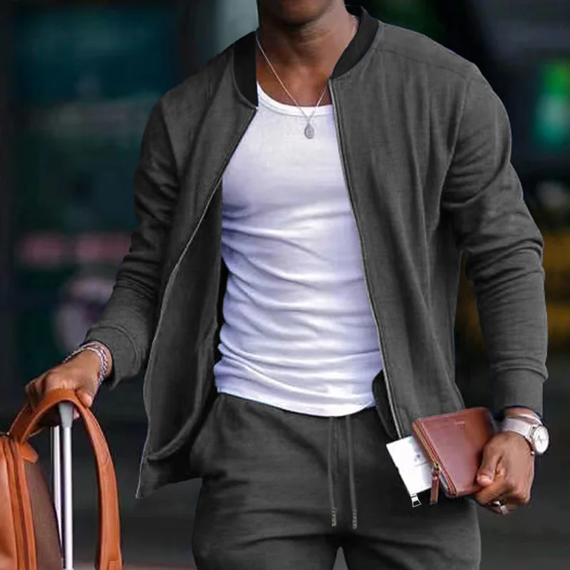 Men Spring Autumn Stand Collar Casual Sport Jackets Male Slim Fit Fashion Thin Long Sleeve Cardigan Outerwear S-4XL Solid Color