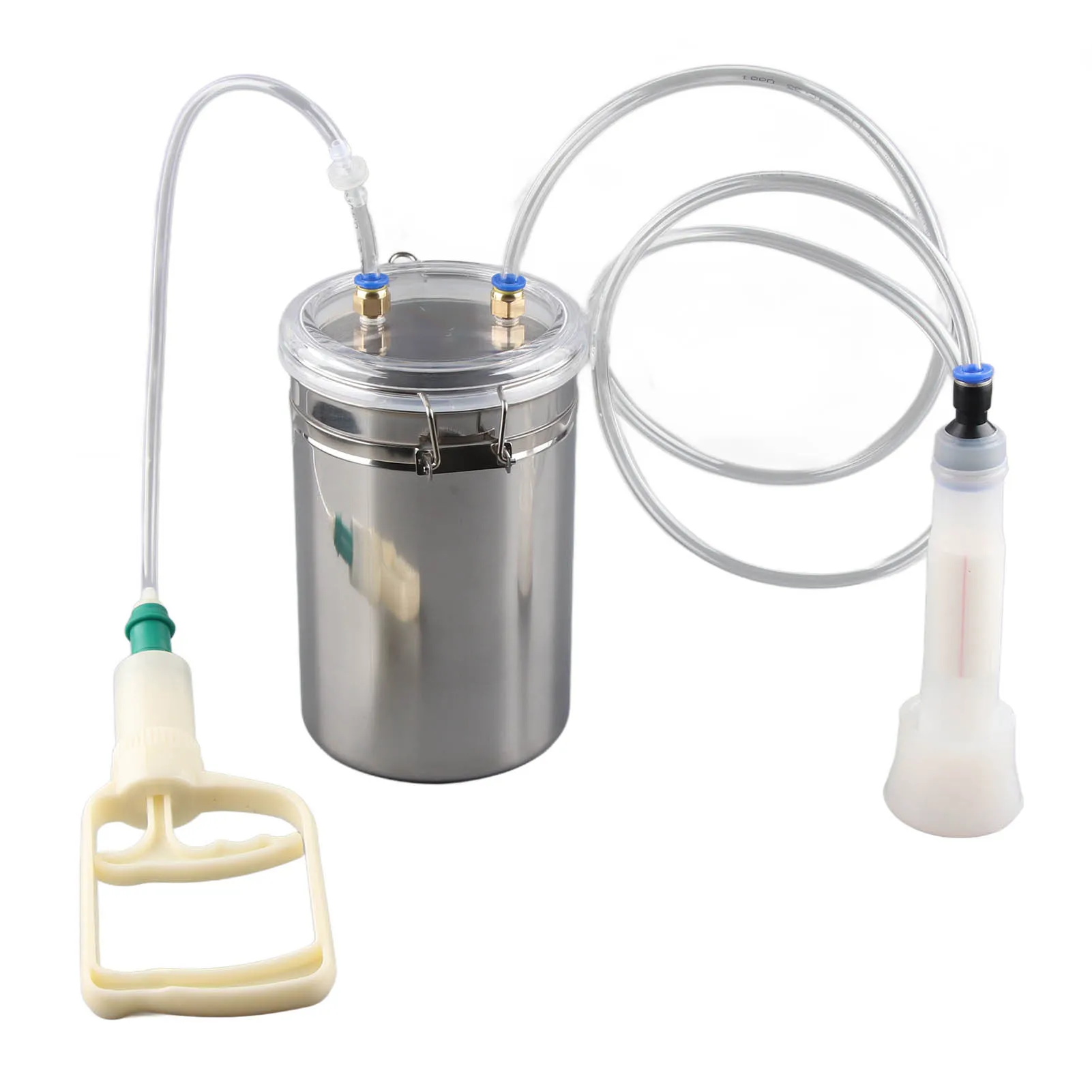 

2L Manual Milking Machine Large Capacity Effort Saving Operation Stainless Steel Bucket Portable Household Milking Kit