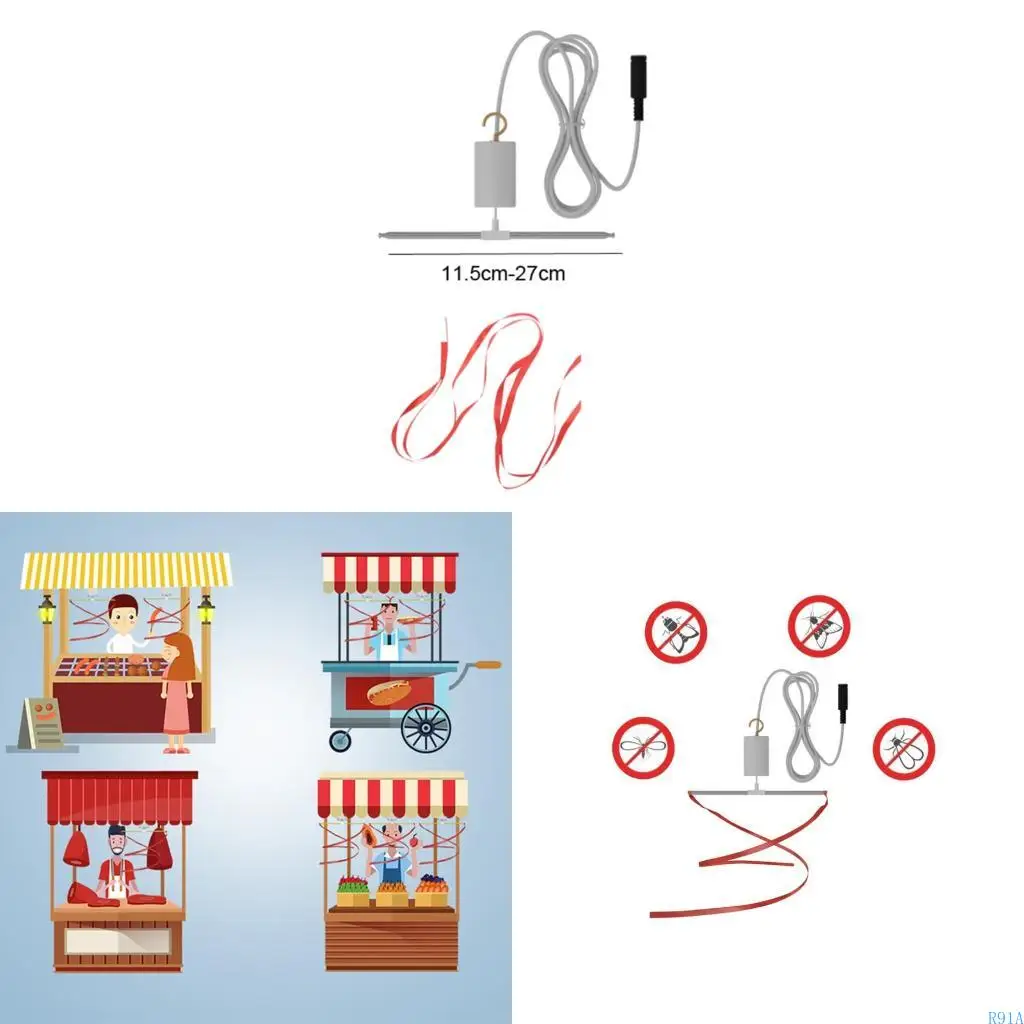 R91A 12V 1A 플라이 버그 방충제 천장 팬 플라이 억출 팬 실내 야외 레스토랑 상점 플라이 팬 개폐식 기둥을위한 팬