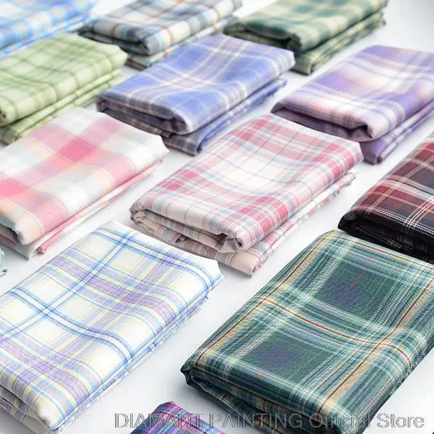 145cmx50cm polyester twill check cloth yarn dyed School uniform plaid fabric for clothes garment bags JK Pleated skirt uniform