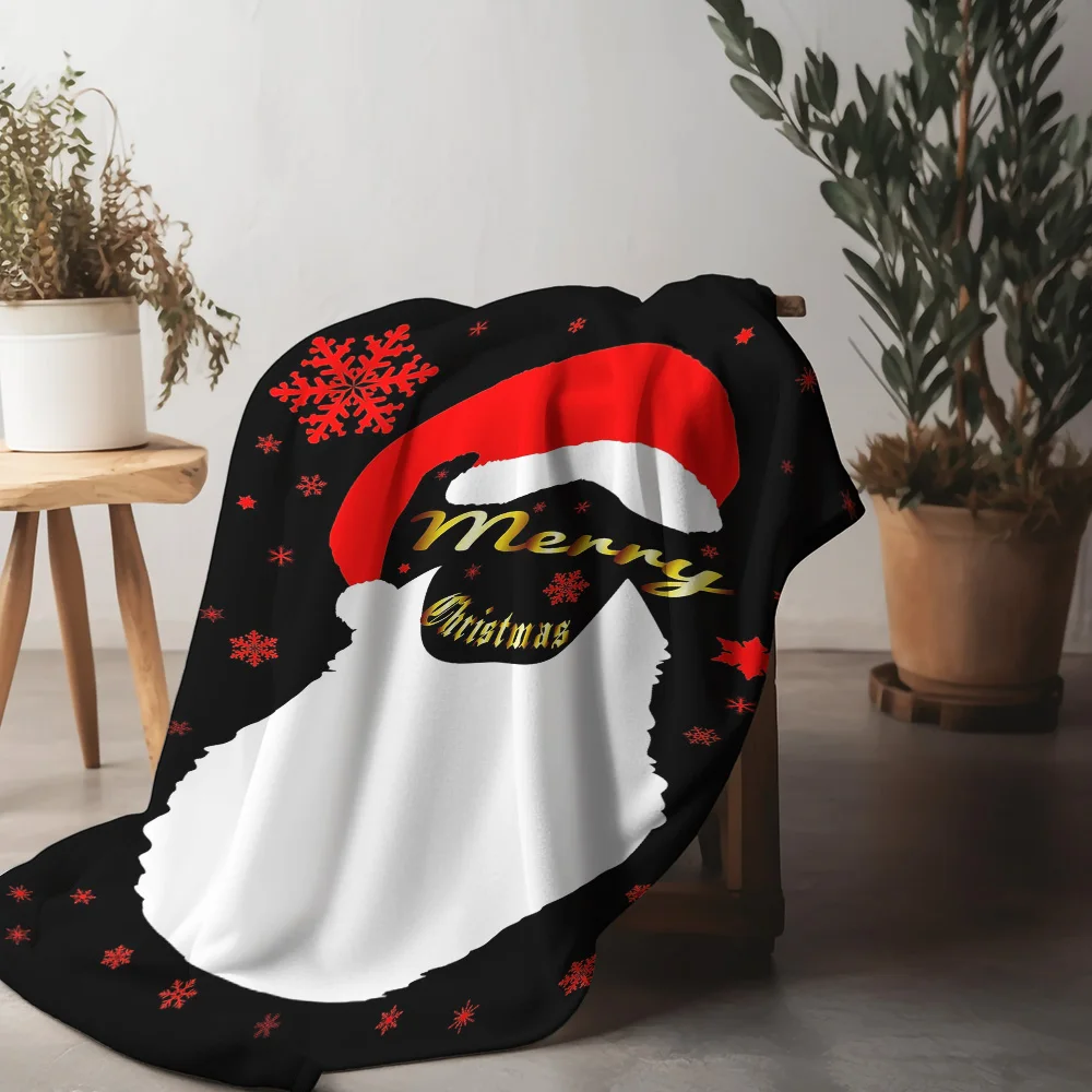 

Tuniu Christmas Santa Hat Fleece Blanket Soft Warm Cozy Throw Blanket for Sofa Bed Room Gift