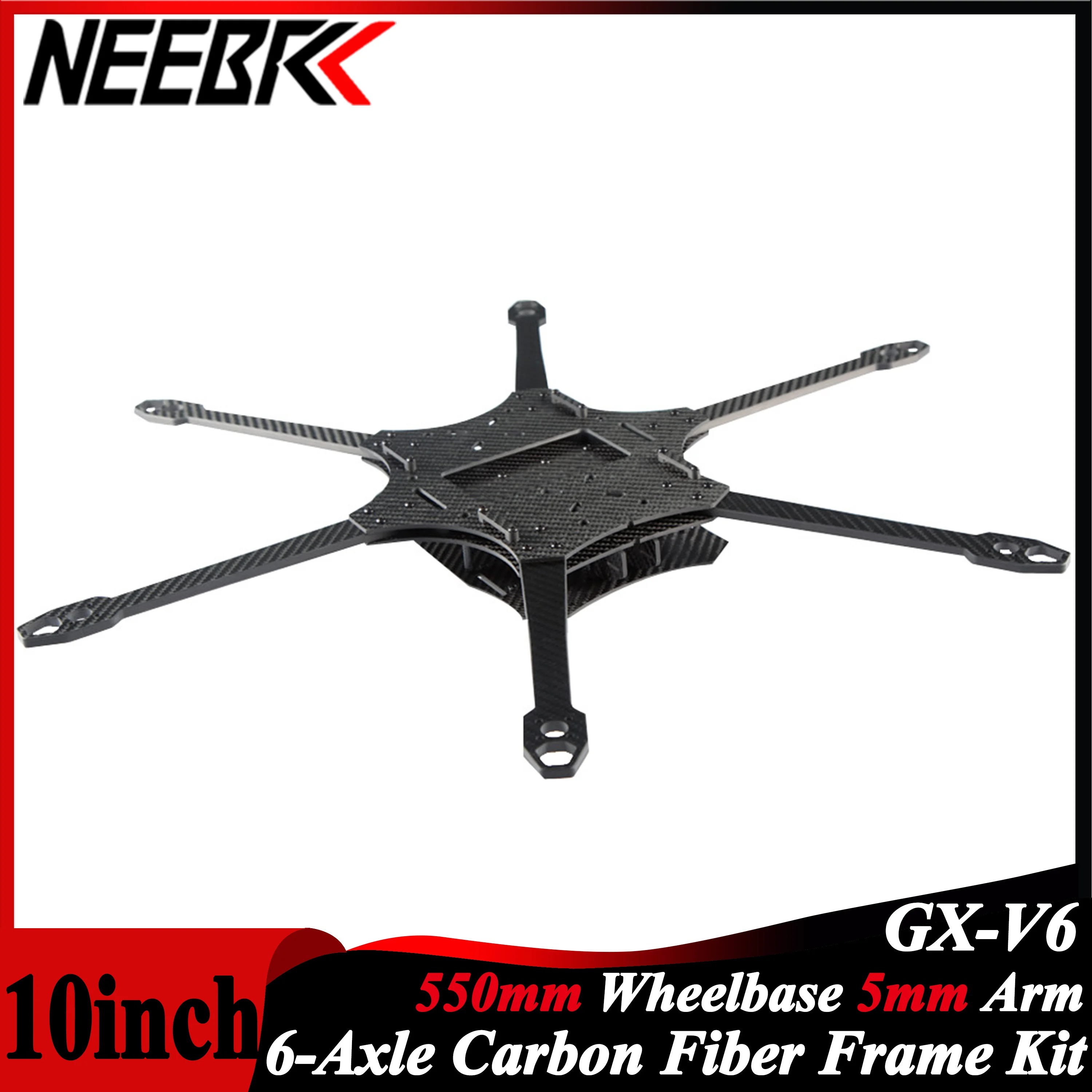 

GX-V6 10inch Six Axis 6-Axle Carbon Fiber Frame Kit 550mm Wheelbase FPV Rack for RC Freestyle Long Range Drone Spare Parts