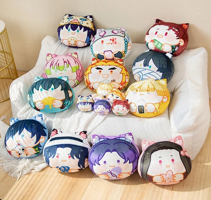 

Anime Demon Slayer Kanroji Mitsuri Agatsuma Zenitsu Cosplay Plush Doll Throw Pillow Cartoon Dolls Couch Pillows Toys Pendant