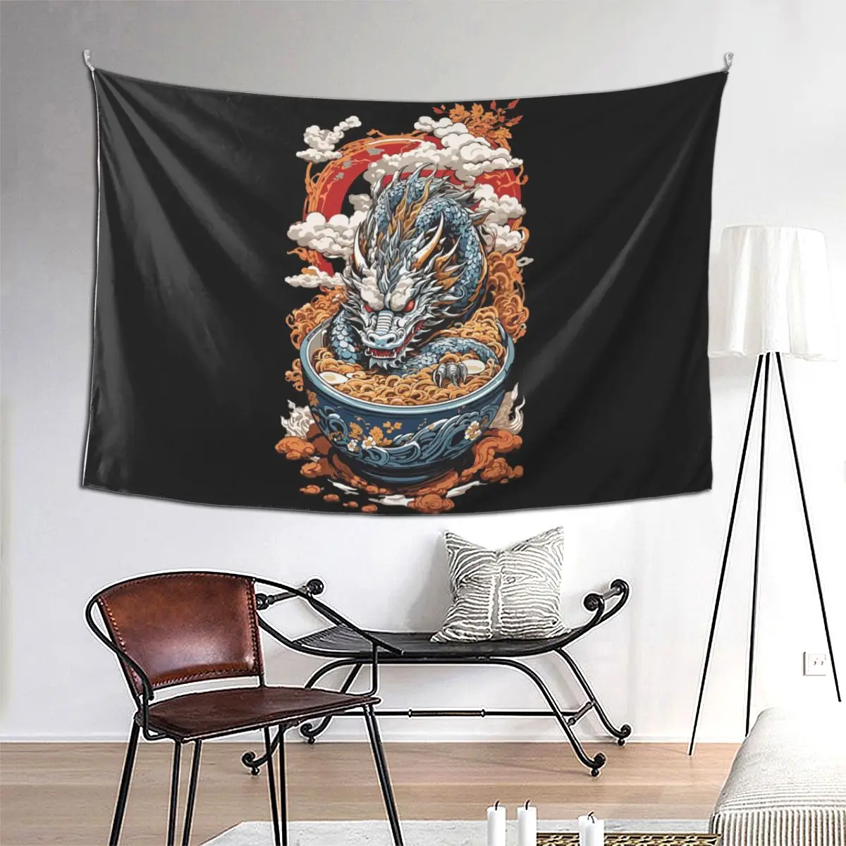 

Азиатский дракон, японский суп с лапшой, гобелен в стиле хиппи, настенный эстетический домашний декор, гобелены для гостиной, спальни, общежития