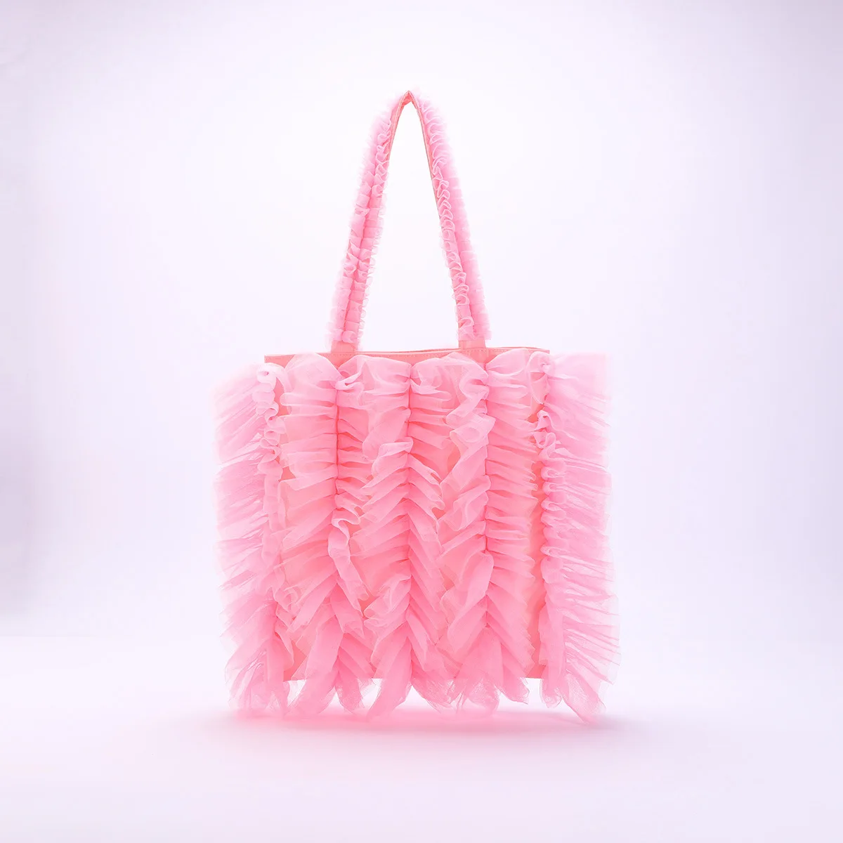 2024 New Women's New Skirt Pleated Shoulder Bag, Sweet Soft Yarn Splicing Pleated Fringed Armpit Bag, Bags for Women