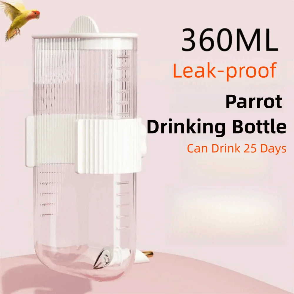 

Wall Mount Bird Water Drinker 360ML No Drip Parrot Water Bottle Large Capacity Automatic Rabbit Water Dispenser for Bird Cage