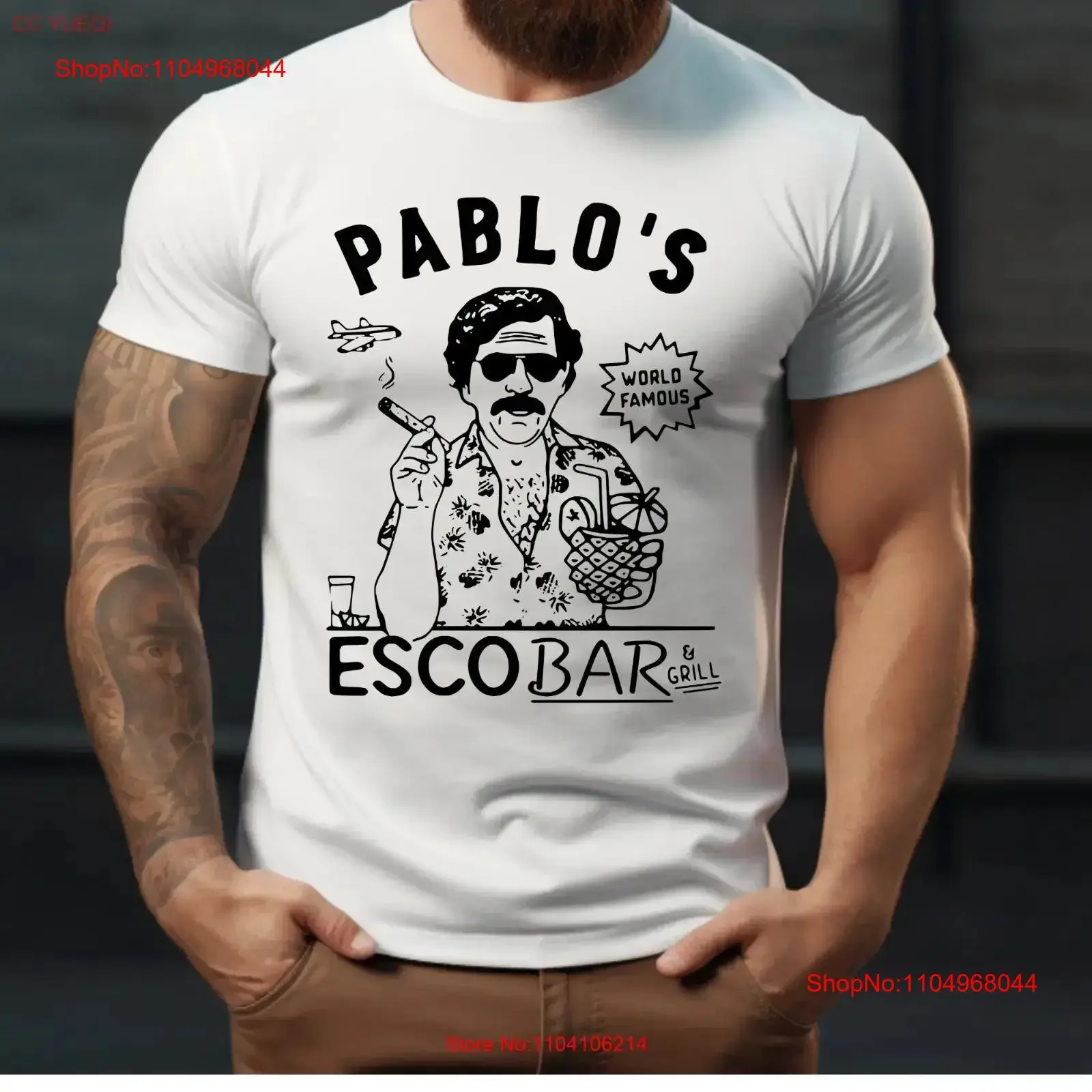 Camiseta Pablo's Escobar Grill Pablo El Patron vintage lavada com estampa gráfica masculina, elegante, versátil, unissex, macia.