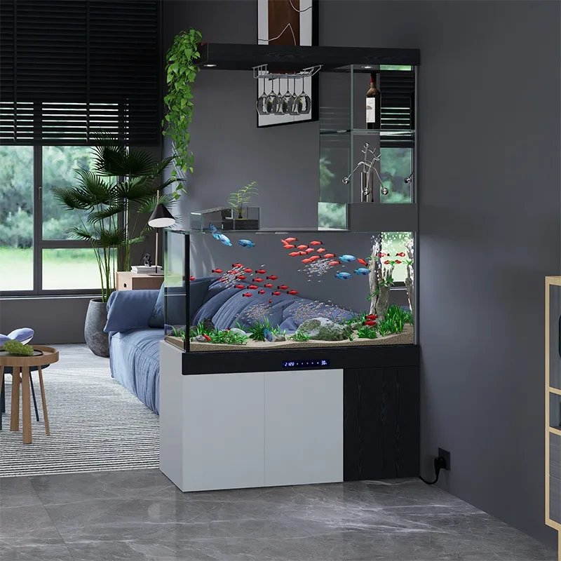 Ornamental fish tank living room household small bottom filter light luxury bottom cabinet glass tank aquarium