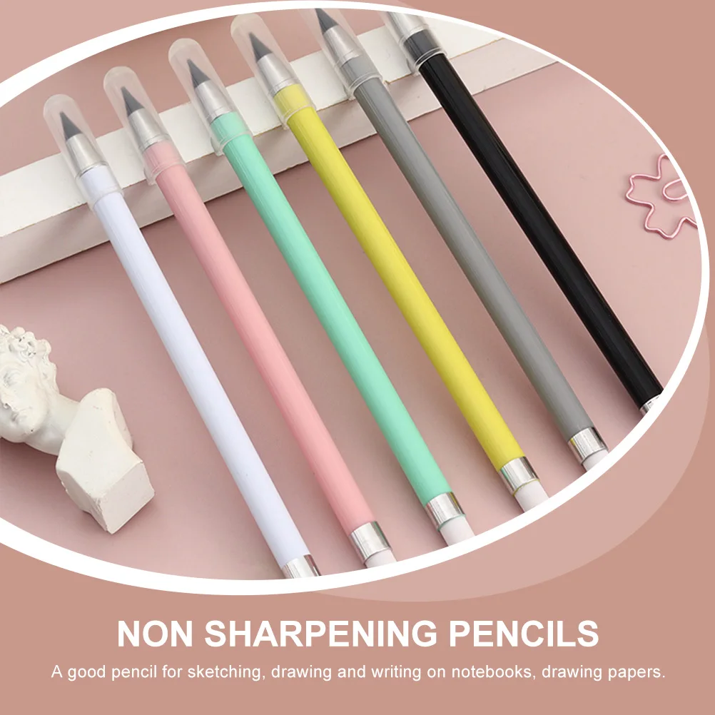 

6 Pcs Replaceable Eternal Pencil Student Everlasting Plastic Fun Pencils for