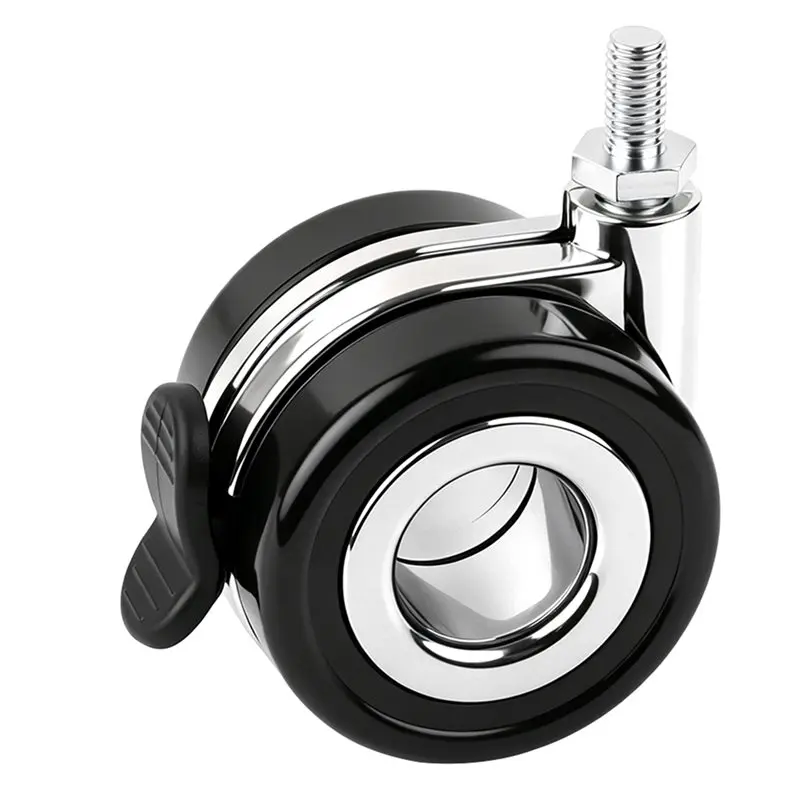 75STO-Caster Wheels 2.5Inch(60Mm), 4-Pack, Hollow Design With Brake, For Standard M8 Threaded Hole Trolley Robot Base Wheel Kit