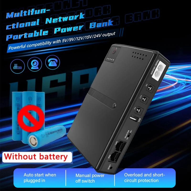 No Battery AC85-265V DC1018L Router 5V9V12V Optical Cat Monitor Backup Uninterruptible DC Power Supply Charger Cell Phone UPS