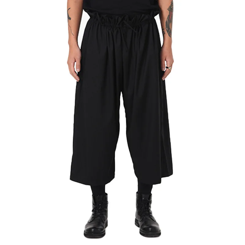 Men's Wide Leg Straight Leg Pants Spring And Autumn New Pleated Dark Mountain Style Casual Style Nine Points Pants