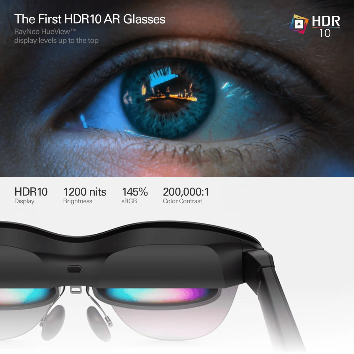 RayNeo Air 4 Pro AR Glasses 135 inch Giant Screen 1200 nits HDR10 Visuals Cinematic for iPhone Android PC Switch PS5