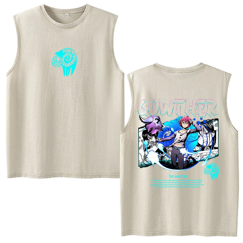 Anime Die Sieben Todsünden Escanor Vintage Washed Tanktops für Männer und Frauen, Lässige Baumwoll-Ärmellose Weste T-Shirt Streetwear – Detail 7