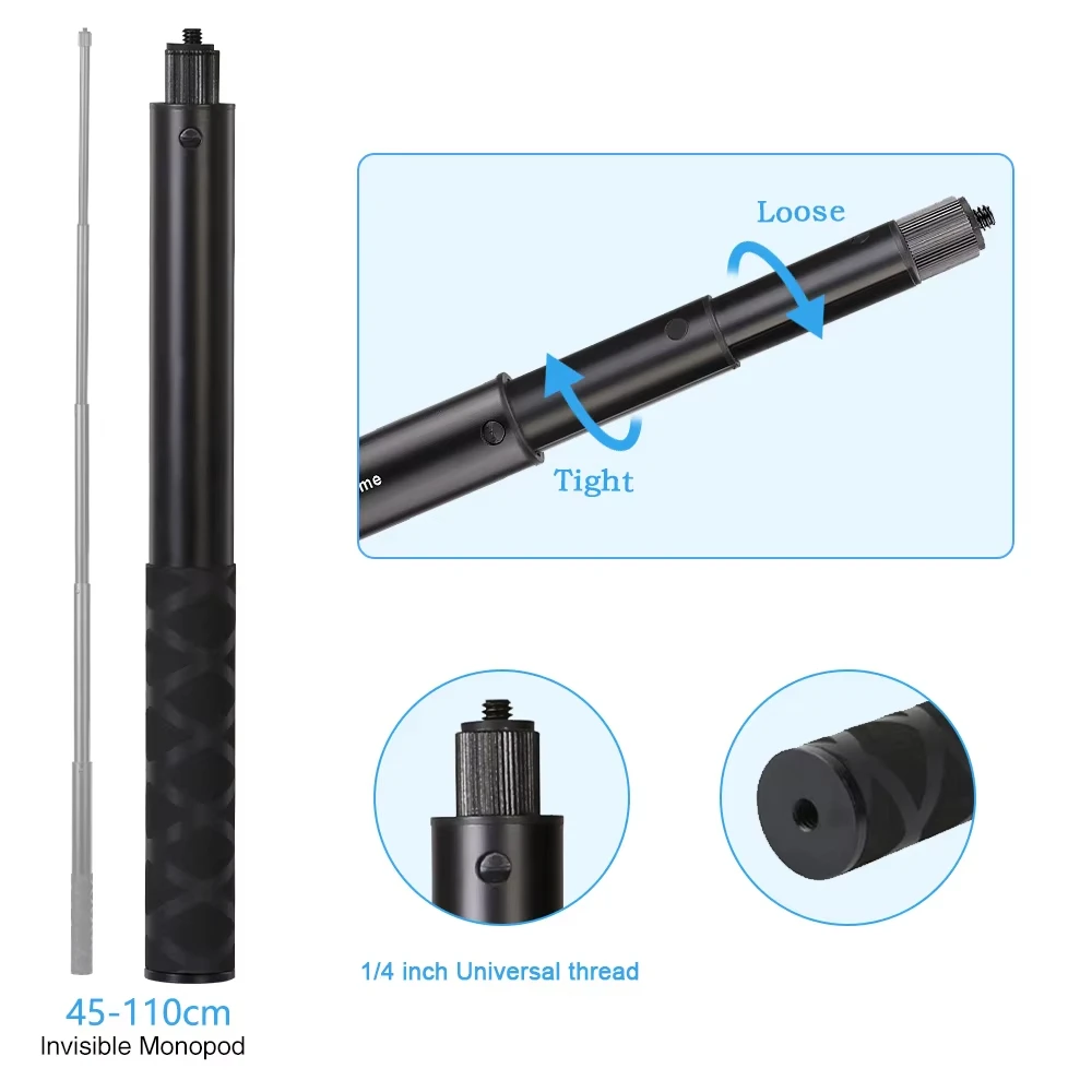 Motorcycle Bike Panoramic Selfie Stick for insta360 X5 X4X2 X3 Monopod Handlebar Mount Bracket for GoPro Max Hero 11 Accessories