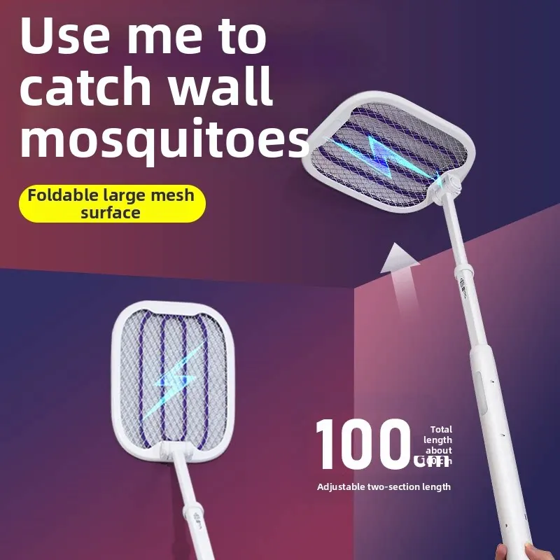 

Электрическая ракетка-уничтожитель комаров 3500В 180 ° Складная электрическая мухобойка с USB-C для быстрой зарядки для дома и офиса
