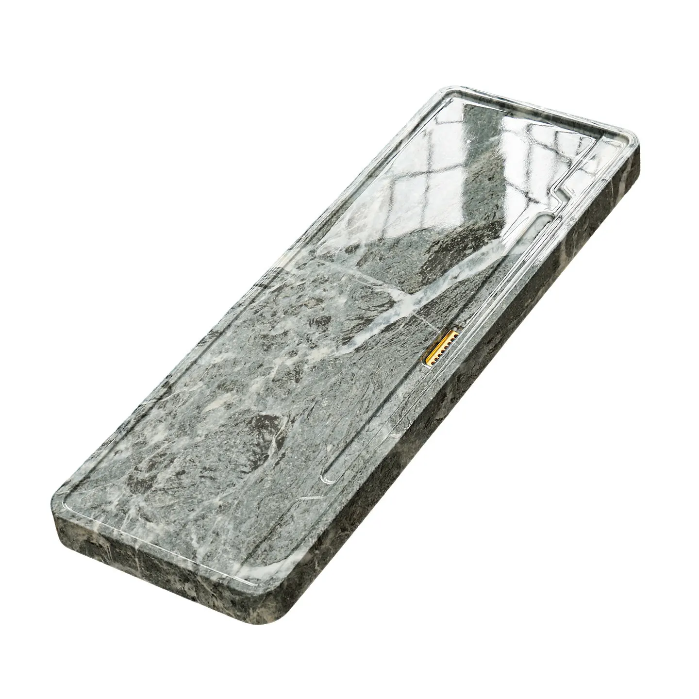 New chinoiserie marble texture tea trayaccessible luxury kung fu tea set imitation jade drainage for home tea tray