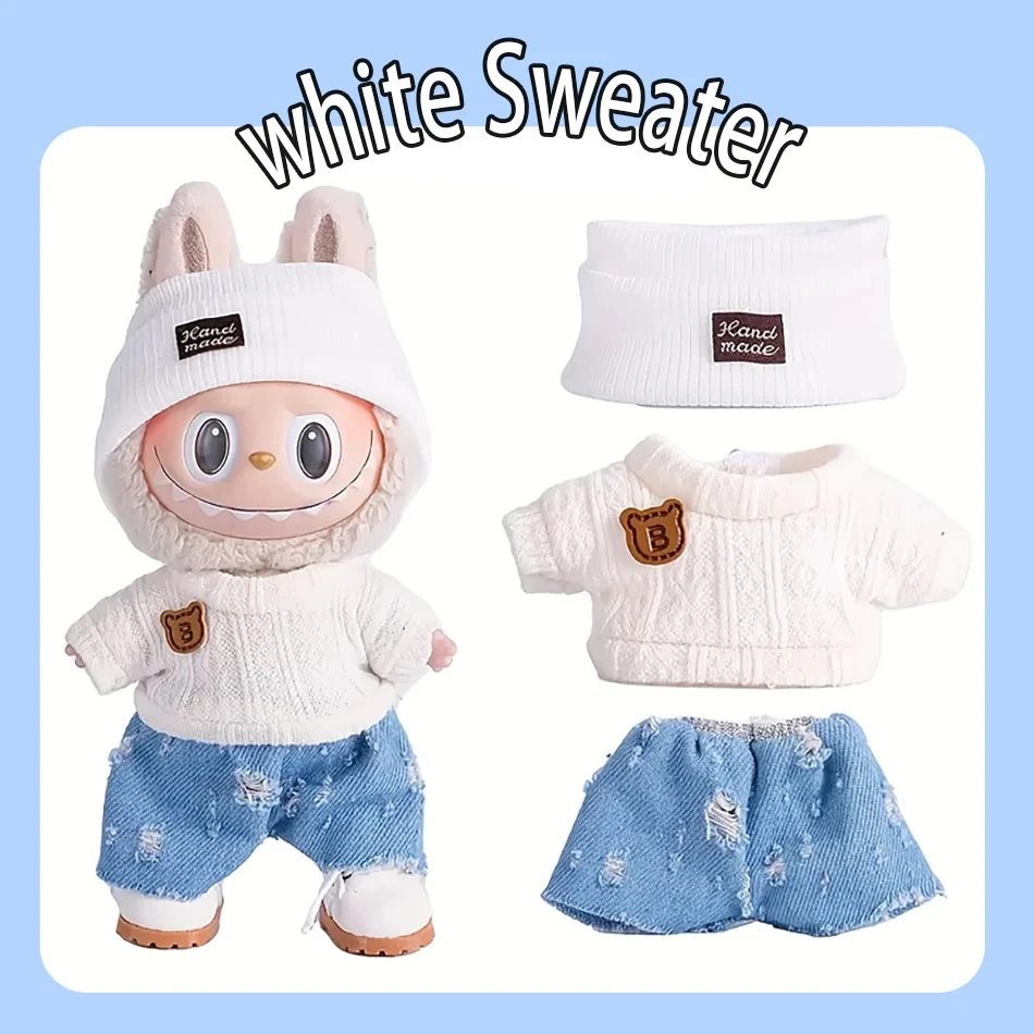Per 17 cm Peluche Labubu II Bambole Mini Moda OOTD Carino Tuta Abito set Vestiti Outfit Bambole Accessori Abbigliamento Regalo