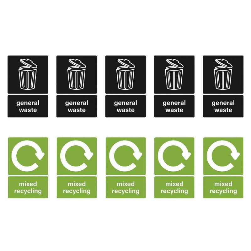 Environment Friendly Recycling Symbol Stickers for Bins Cans,10Pcs Recycle Sticker for Home & Offices Organization