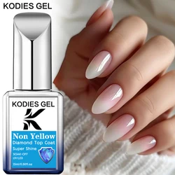 KODIES GEL Diamond Top Coat Non Yellow Clear Gel Nail Polish Finish Sealing Cover Semi Permanent UV Shine Topcoat Gellak Nailart