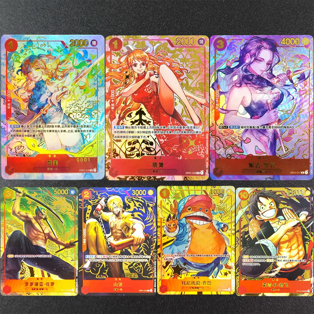 

Self Made Proxy PTCG 2024 One Piece Chinese 1ST Anniversary Roronoa Nami Zoro Sanji Luffy Chopper Nico Robin Collection Card Toy