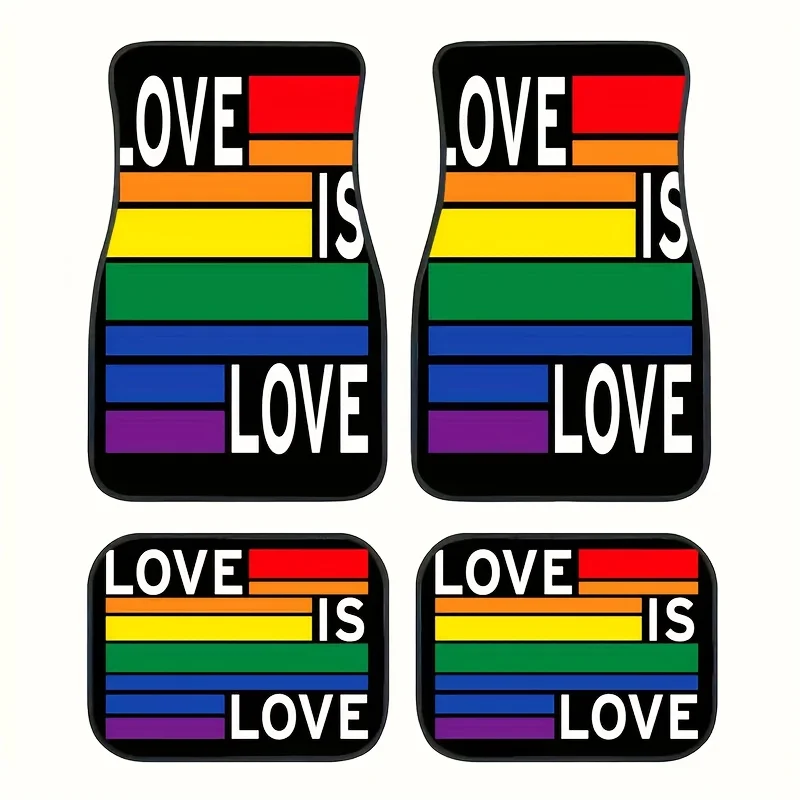 

Автомобильные коврики с радужным принтом, универсальные нескользящие моющиеся автомобильные коврики из полиэфирного волокна для всех моделей автомобилей, подарок на Рождество