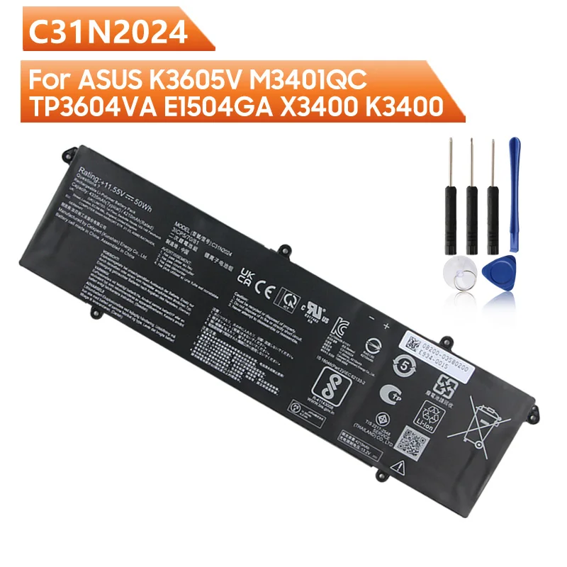 

For ASUS K3605V M3401QC TP3604VA E1504GA X3400 K3400 C31N2024 NEW Replacement Battery 11.55V 4335mAh/50Wh with Tools