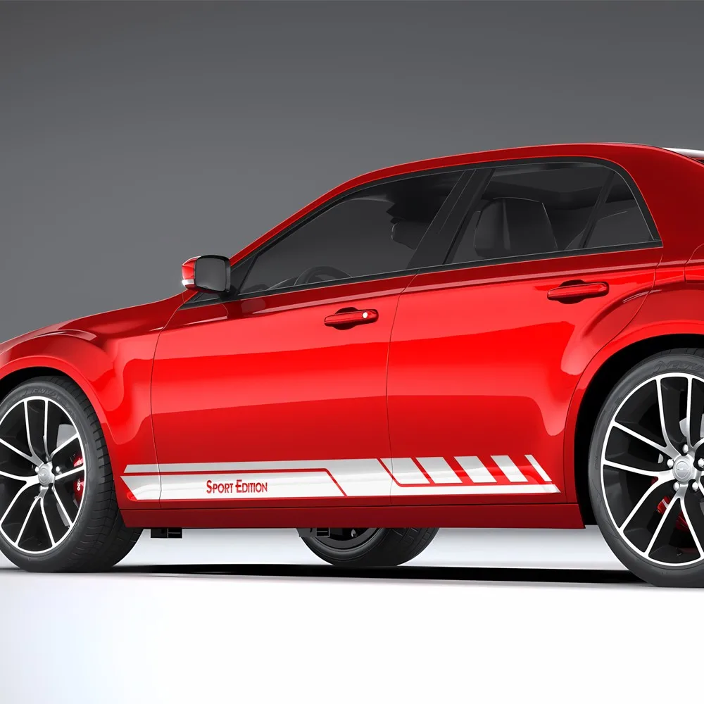 สติ๊กเกอร์ตกแต่งรถยนต์ลายเส้นข้างตัวถัง รุ่นสปอร์ต สำหรับรถไครสเลอร์ 300 ปี 2011-2018 จำนวน 2 ชิ้น