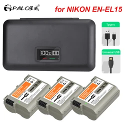 EN-EL15C EN EL15B EN EL15A EL15 USB Battery With LCD Charger Box for Nikon D750 D810 D7500 D500 Z5, Z6, Z6 II Z7 Z8