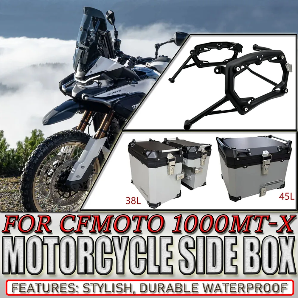For CFMOTO 1000MT-X 1000MTX Aluminum Case Top Case Side Luggage Box Panniers Motorcycle Trunk SaddleBag Bracket Tool Storage Box
