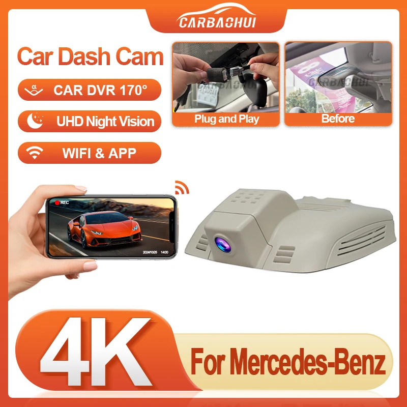 

Передний и задний автомобильный видеорегистратор UHD 4K 2160P Dash Cam Camera Plug and Play Wi-Fi видеорегистратор для Mercedes-Benz CLS W218 2012-2016