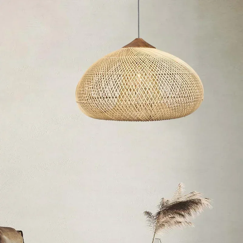 Wabi-sabi Pendant Chandelier Lighting Retro Dining Living Bedroom Balcony Bamboo Rattan Designer Japanese Style Pendant Light