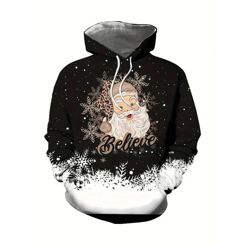 

Christmas Theme Men's Hooded Hoodies 3D Printed Sweatshirts Drawstring Sportwear Long Sleeved Tops Funny Graphic Men's Clothing