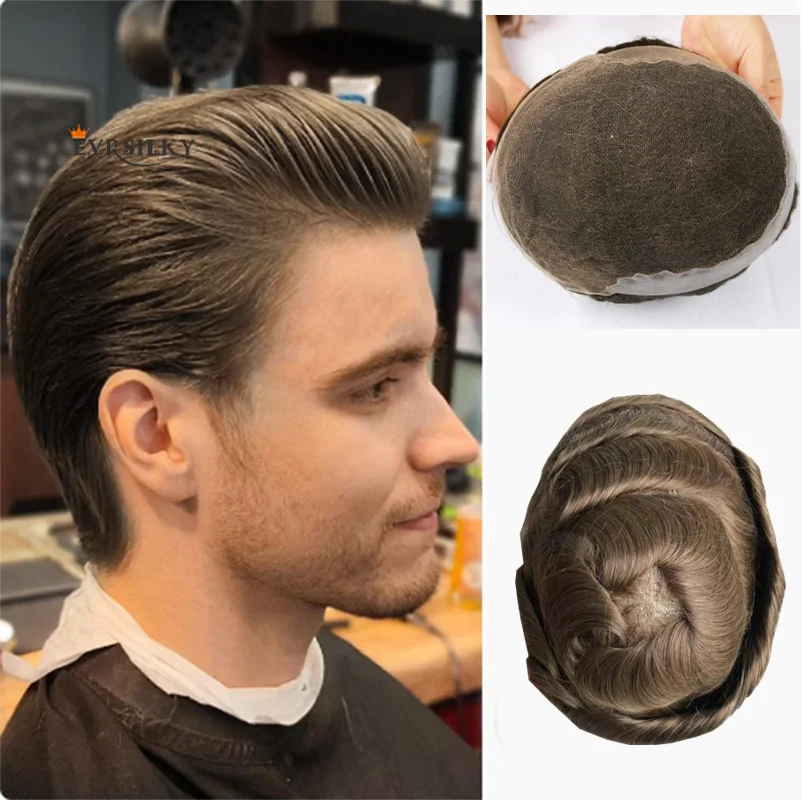 Breathable Male Wig Q6 Lace & PU 100% Natural Human Hair Toupee Durable Man Wig Cheap Hair Prosthesis Exhuast Systems