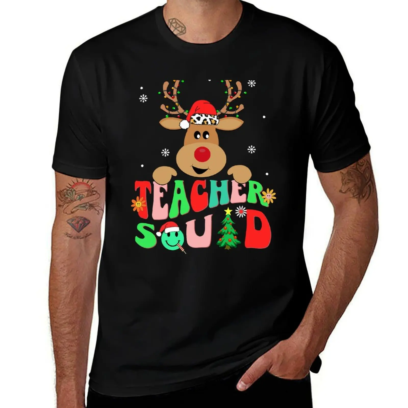 teacher christmas reindeer shirt , matching teacher squad christmas crew grovvy shirt T-Shirt