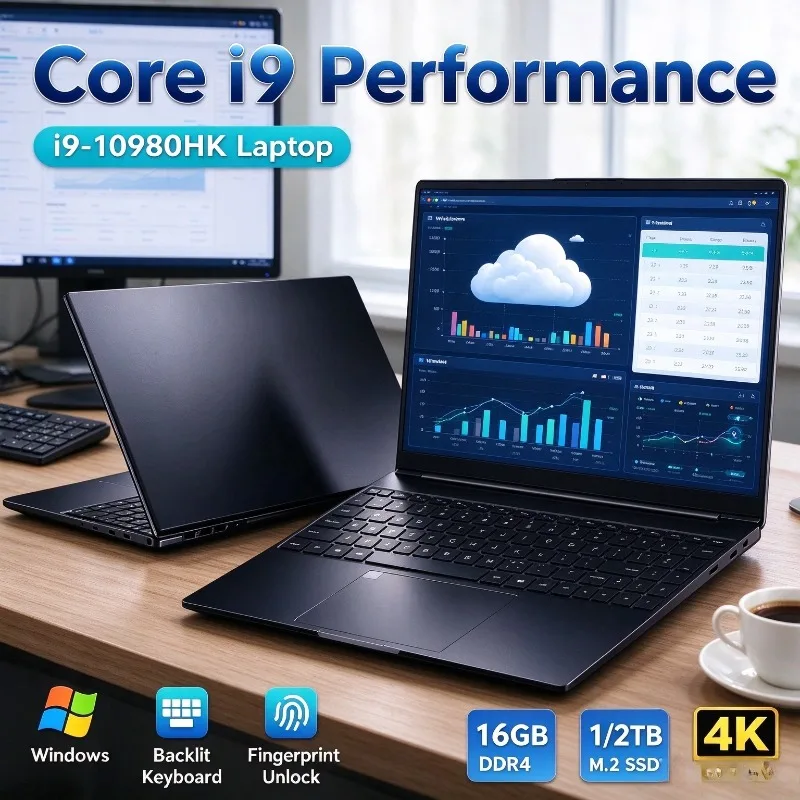 Novo Laptop Gamer Portátil Intel Core I9 10980HK 15.6' Windows PC Gamer 32GB RAM Notebook com Desbloqueio por Impressão Digital PC Seguro