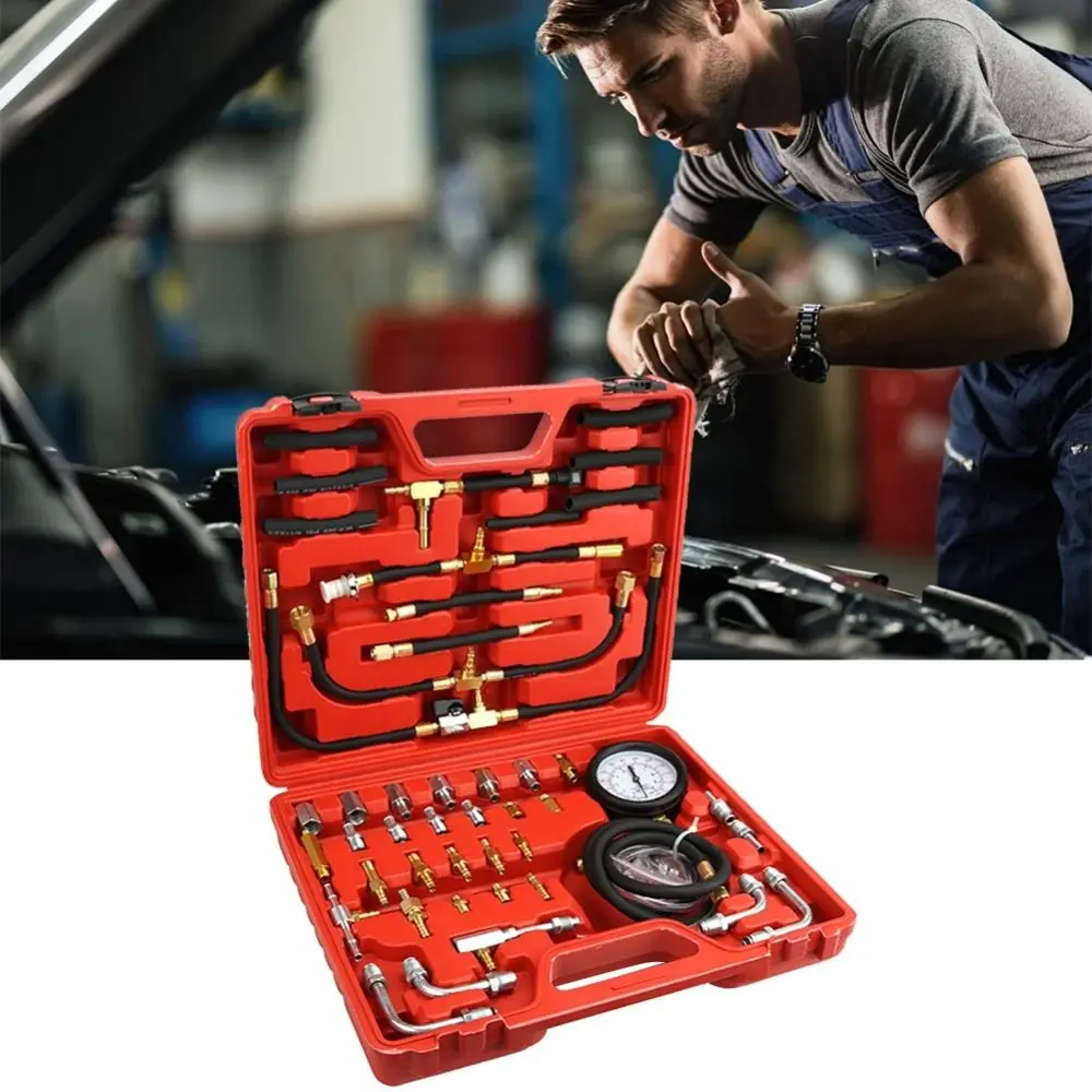 

0-140PSI Fuel Injection Gauge Oil Pressure Tester Professional Pressure Tester Kit Diagnostic Tool Set Diagnostic Test Kit