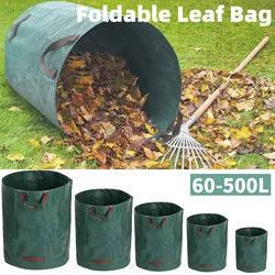120-500L Garden Yard Waste Bag With Lid Foldable Leaf Collection Trash Can Reusable Fallen Leaves Outdoor Gardening Storage Bag