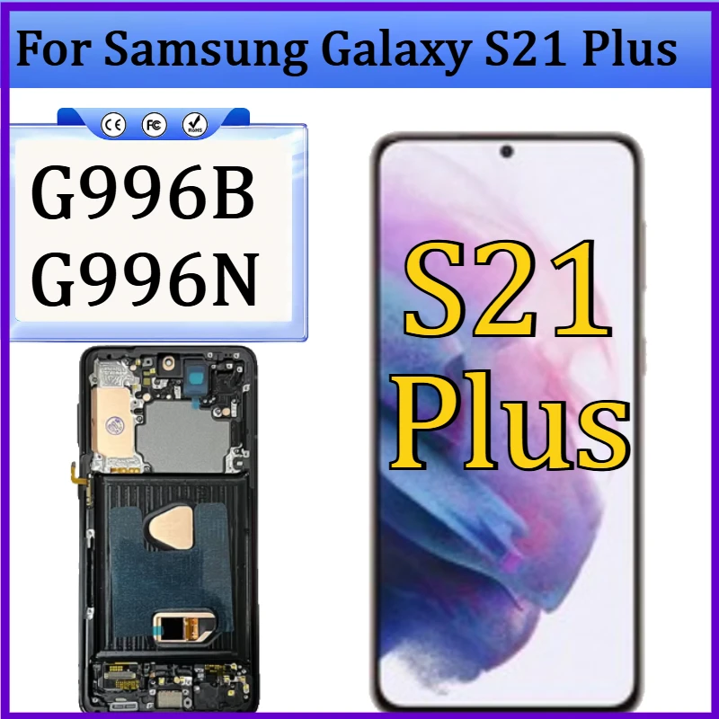 

OLED-дисплей для Samsung Galaxy S21 Plus G996B G996N, сенсорный экран с рамкой, замена LCD-дисплея для Samsung S21+ 5G
