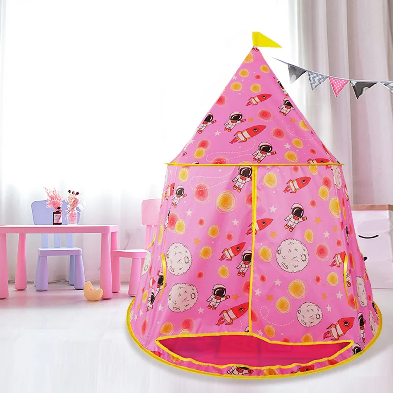 Draagbare opvouwbare tent speelgoed schattige tent baby speelhuis roze prinses prins astronaut tent binnen/buiten baby ballenbad kasteel