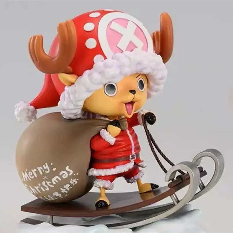 Figura de acción de One Piece de Anime de 16cm, figuras de trineo bonitas de Tony Tony Chopper, regalos de navidad, modelo de colección de PVC, adornos, Juguetes