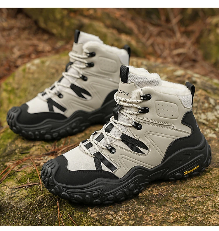 Herbst- und Winter-Herren-High-Top-Schuhe in Übergröße, Outdoor-Fleece-gefütterte Warme Schneesportschuhe, mit Komfortablem und Hautfreundlichem Futter, Hervorragender Griffigkeit, Geeignet für Outdoor-Aktivitäten und den Täglichen Arbeitsweg – Detail 19