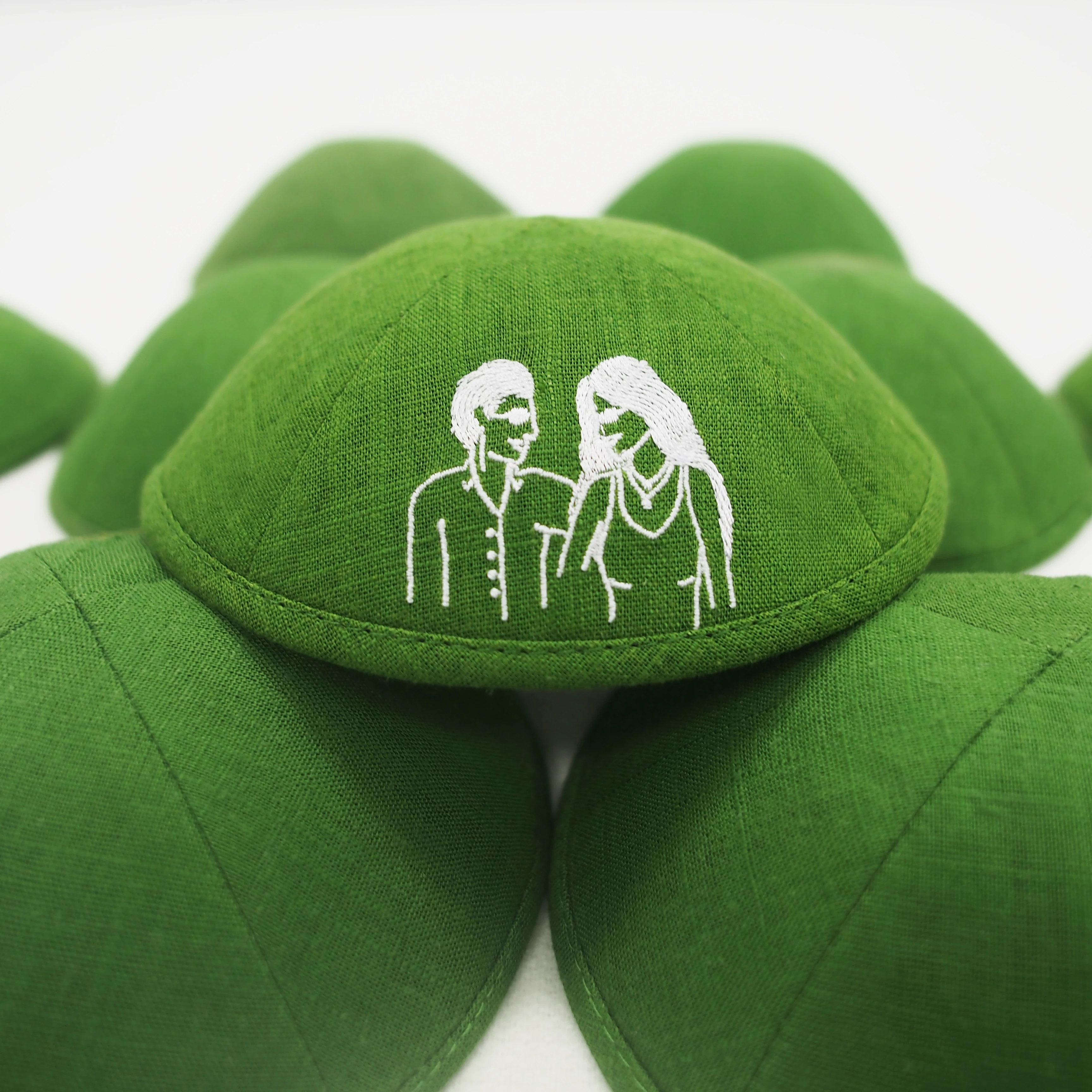 Custom Embroidered Linen Kippah