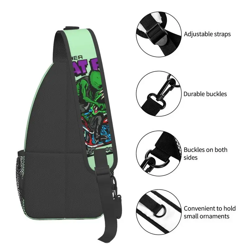 Anime Cartoon Rat Fink Sling Chest Bag Customized Crossbody Shoulder Backpack for Men Traveling Daypack