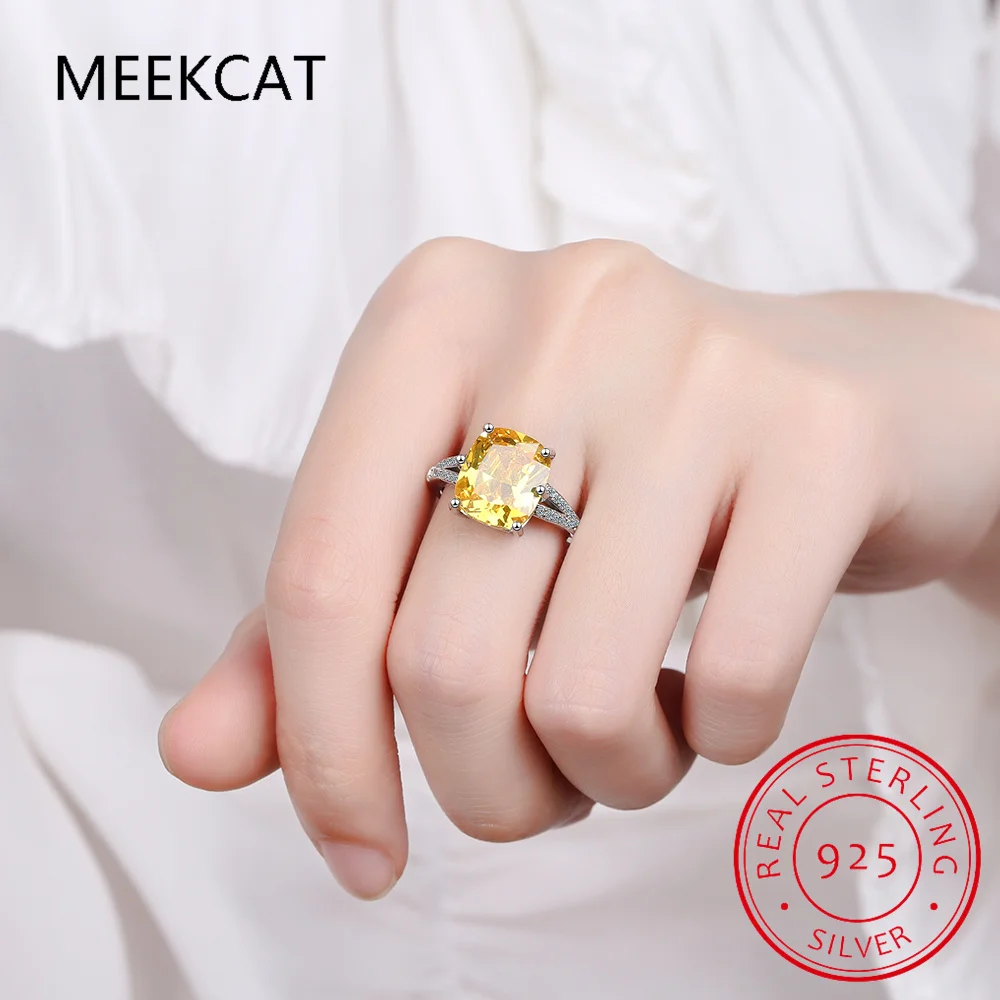 100% 925 Sterling Silver Created Moissanite Citrine Diamonds Gemstone Wedding Engagement Ring Fine Jewelry Gift Wholesale
