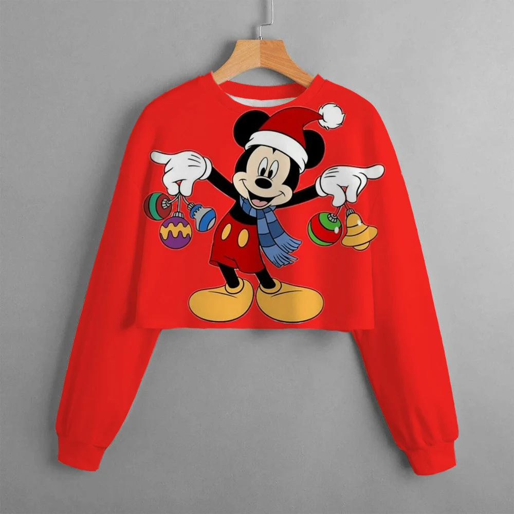 Disney Merry Christmas Mickey Mouse print round neck sweatshirt children's autumn fashion brand tops children's clothing