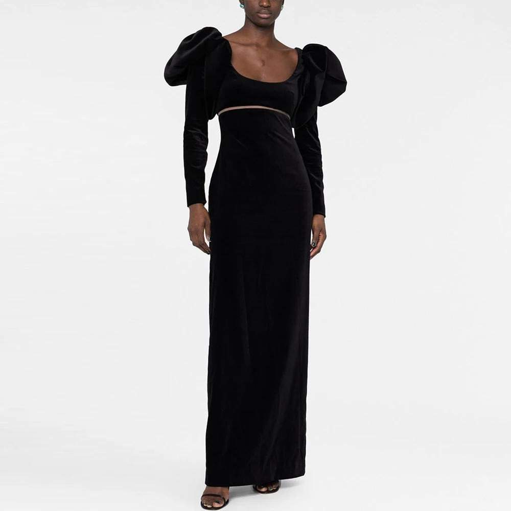 

Velvet Straight Evening Dress For Sexy Women 정장원피스 Vestidos de festa Elegant Square Collar Cocktail Party Prom Gowns With Slit